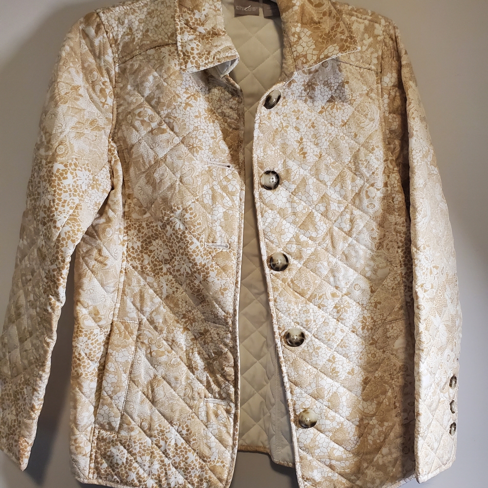 Chico's Beige Patterned Quilted Jacket - image 2